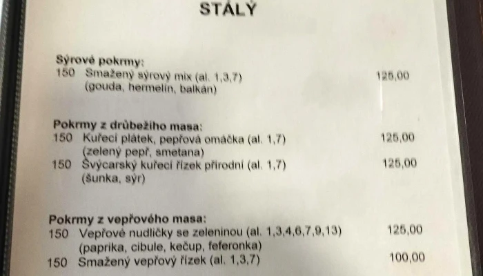 Restaurace Na Plzenske Menu - Plzeňská 75