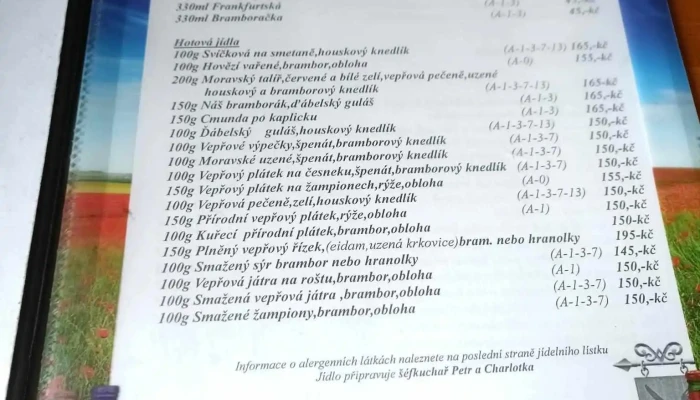 Restaurace Na Radnici -  Menu - Nám. Hilmarovo 16