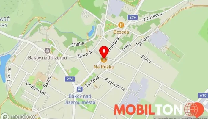 mapa Restaurace Na Růžku Restaurace v Husova 532