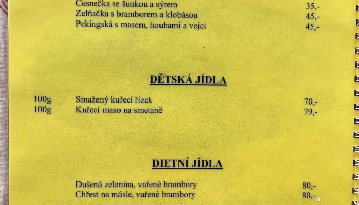 Restaurace Na Ruzku Menu - Husova 532