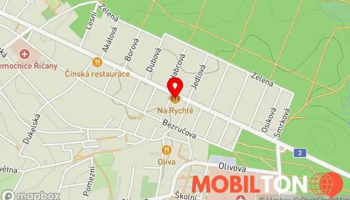 mapa Restaurace Na Rychtě Restaurace v Černokostelecká 577