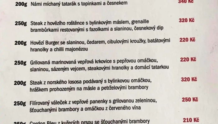 Restaurace Na Rychte Menu - Černokostelecká 577