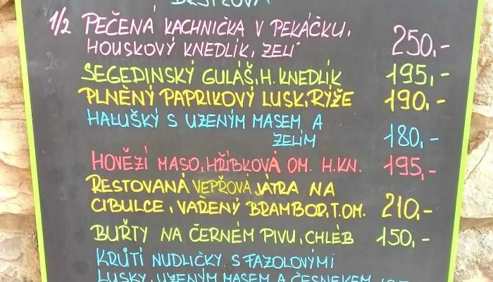 Restaurace Na Vyhlidce Vonoklasy Menu - Vonoklasy-černošice