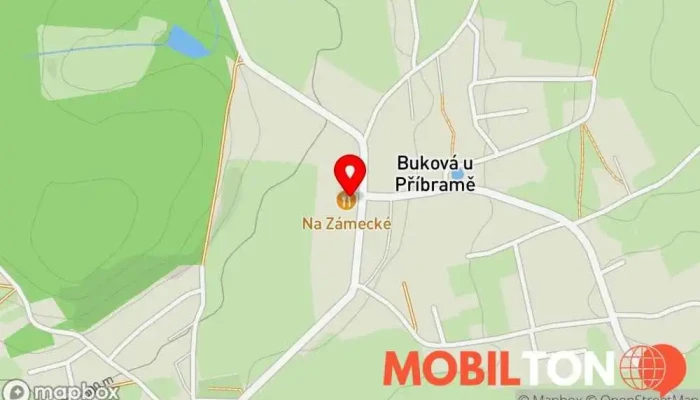 mapa Restaurace Na zámecké Restaurace v Buková u Příbramě-Jince