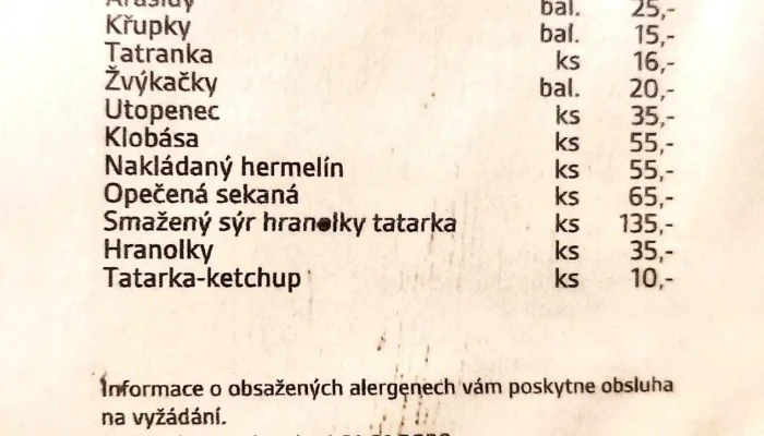 Restaurace Na Zinence Menu - Nám. Svobody 249