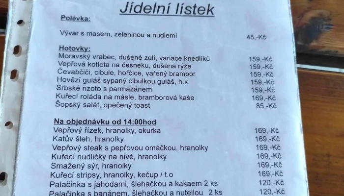 Restaurace Na Zofine Menu - Na Bělidlech 291