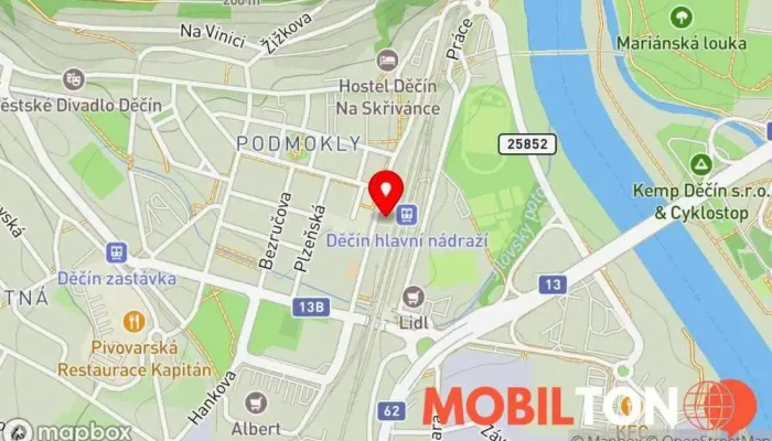mapa Restaurace Nádraží Česká restaurace v Podmokly