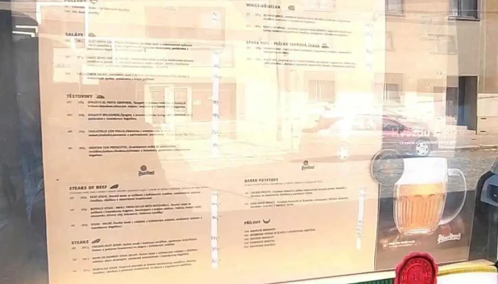 Restaurace Nostalgie -    U Hrncire Menu - Pražská 102