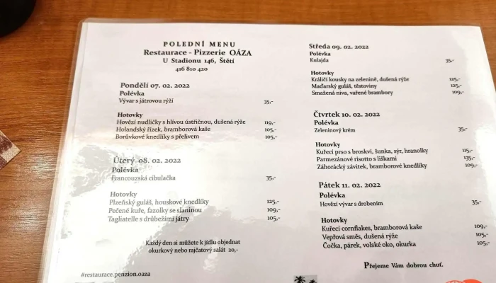 Restaurace Oaza Menu - Československé Armády 146