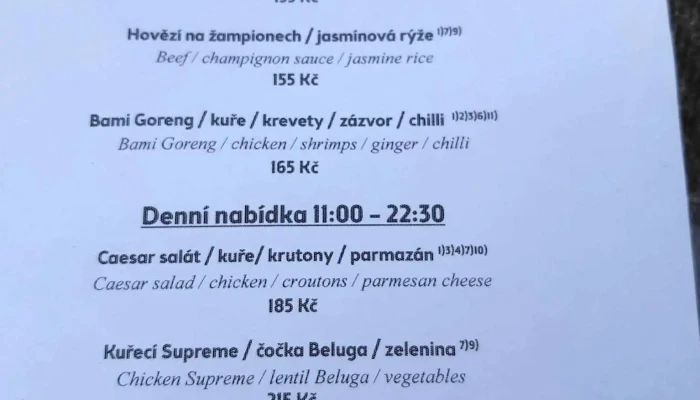 Restaurace Olivuv Pivovar Menu - Za Radnicí 739