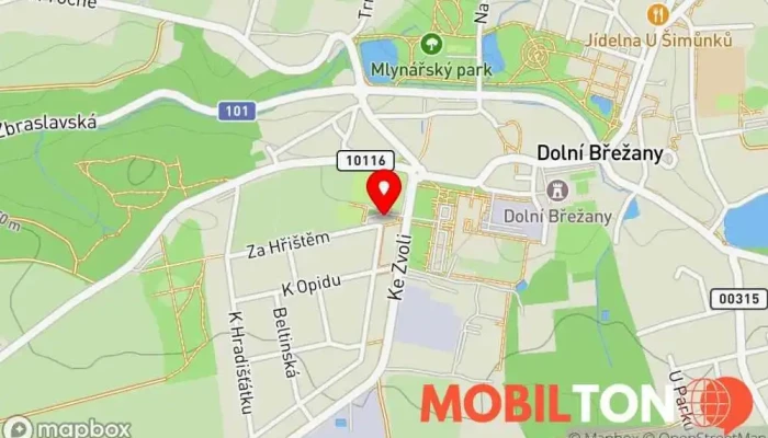mapa Restaurace Olympie Dolní Břežany Restaurace v Ke Zvoli 311