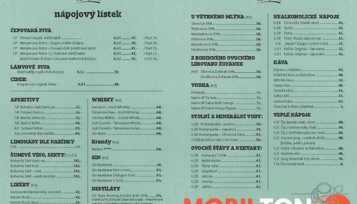 Restaurace Pansky Dvur Menu - Panská 25