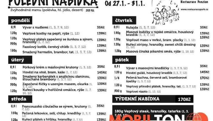 Restaurace Park -  Menu - Krále Jana 445