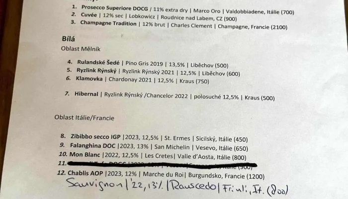 Restaurace Penzion Hlucov Menu - Kokořínský Důl