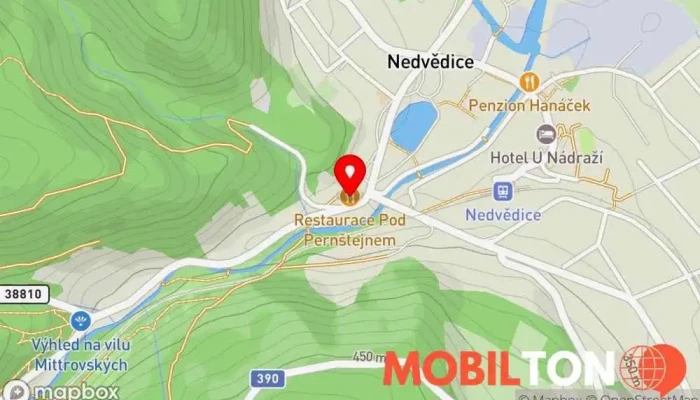 mapa Restaurace pod Pernštejnem Restaurace v Nedvědice