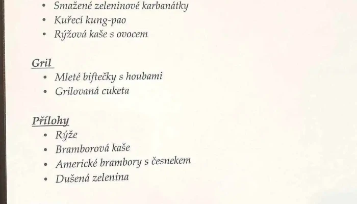 Restaurace Podlesi Menu - Sněžné-svratka