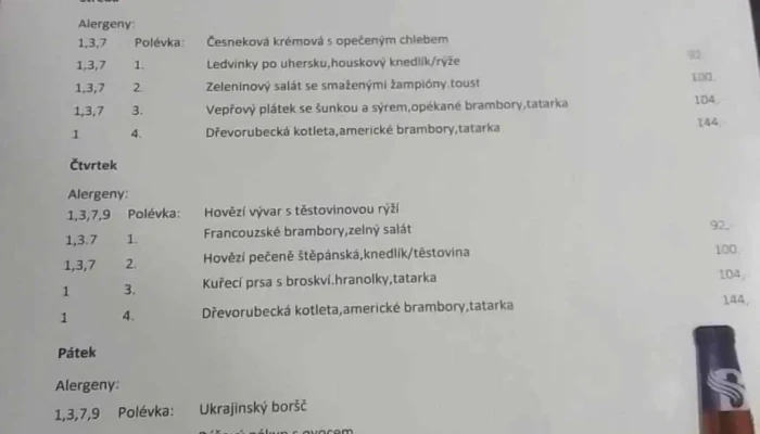 Restaurace Pristav Menu - Přístav 178