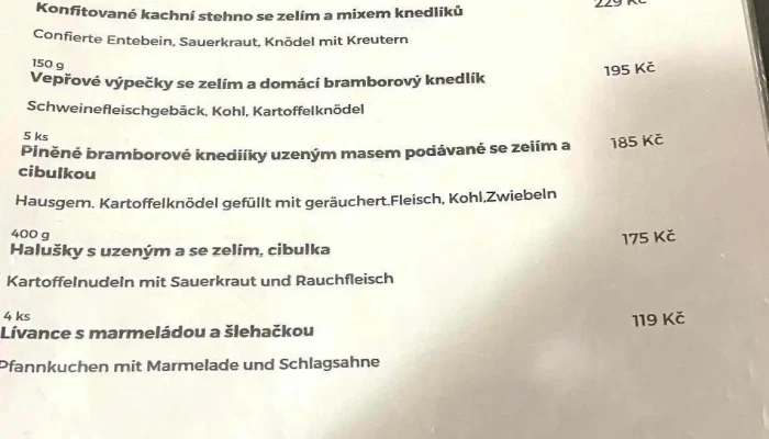 Restaurace Radnice -  Menu - Křížová 24/2