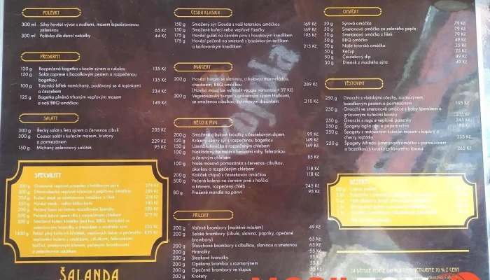 Restaurace Salanda Rakovnik Menu - Husovo Nám. 53