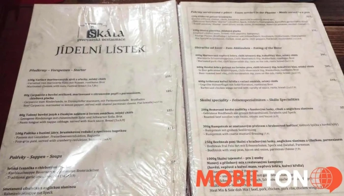 Restaurace Skala Menu - Klášter Hradiště Nad Jizerou