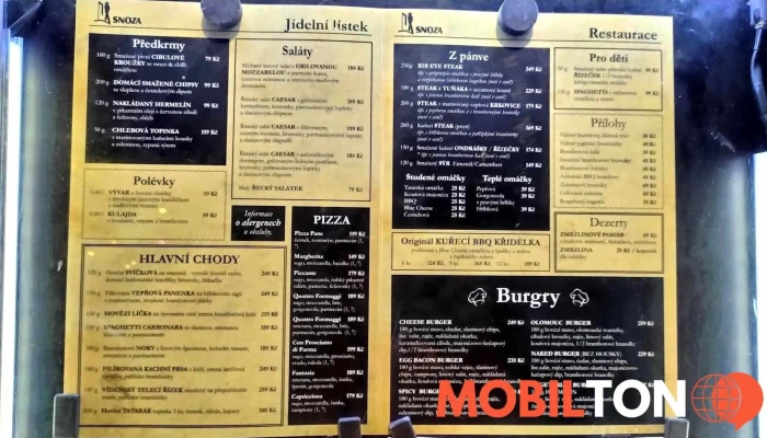 Restaurace Snoza -  Menu - Poláškova 81