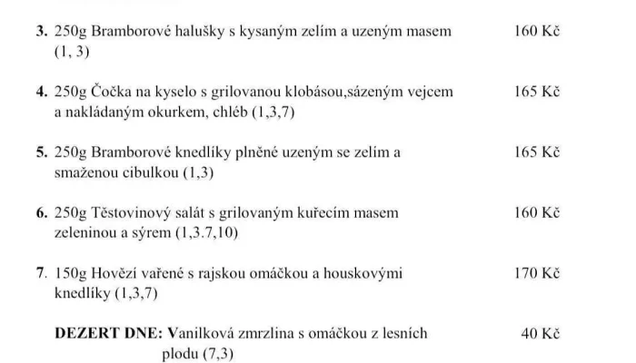 Restaurace Sport Babice -  Menu - Babice