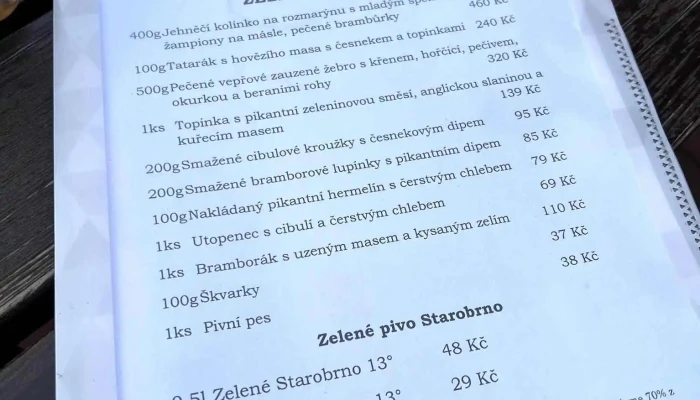 Restaurace Stara Strelnice Menu - U Rejdiště 648
