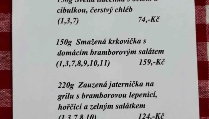Restaurace Statek Colorado -  Menu - Zberazská 163