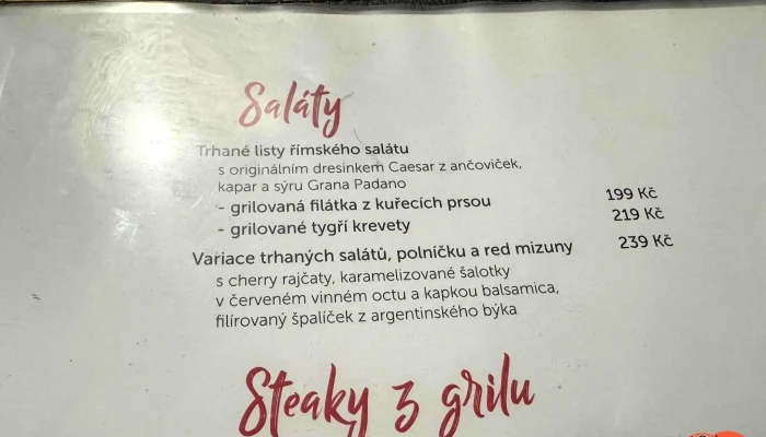 Restaurace Terasa -  Menu - Kostomlatského Sady 3