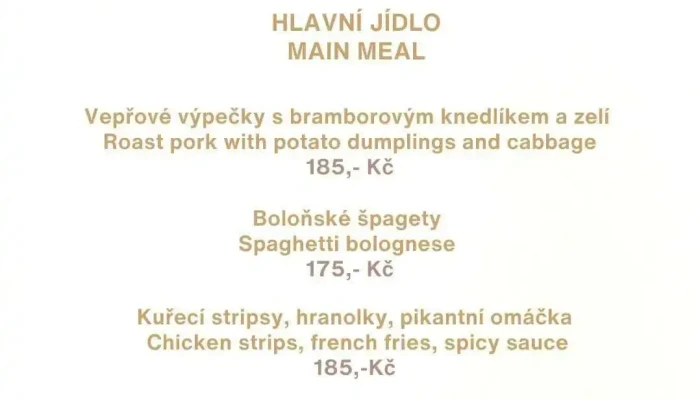 Restaurace U Balanu Menu - Sedlec
