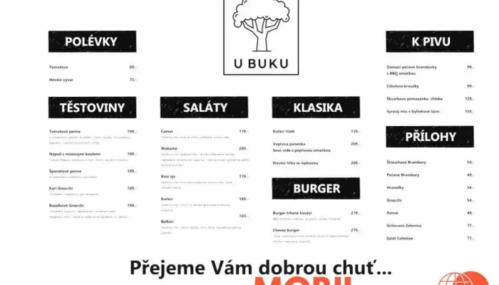 Restaurace U Buku -  Menu - Na Vyhaslém 821 272 01