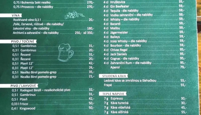 Restaurace U Dvou Slunecnic Menu - Sokolská 5147