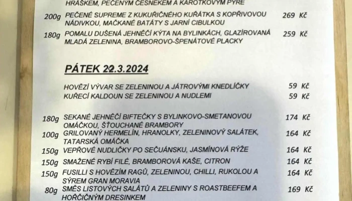 Restaurace U Gregoru Menu - Palackého Tř. 440