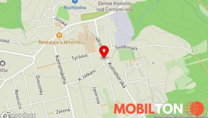mapa Restaurace U Hálů Restaurace v Kutnohorská 369