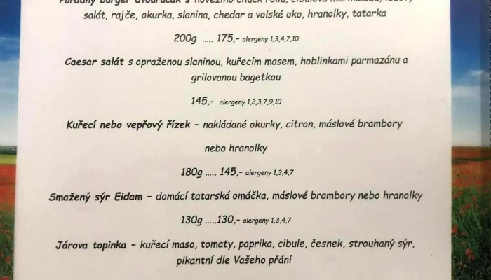 Restaurace U Henschu Menu - Pražská 56