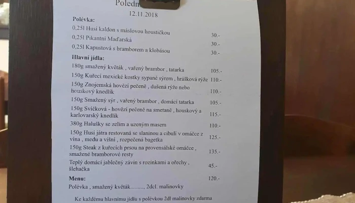 Restaurace U Jaroslava Korycha -  Menu - Pražská 45