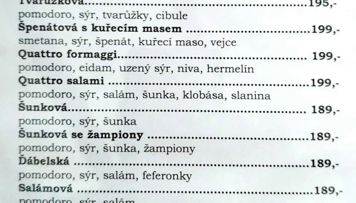 Restaurace U Jazzmana -  Menu - Štefánikova 143