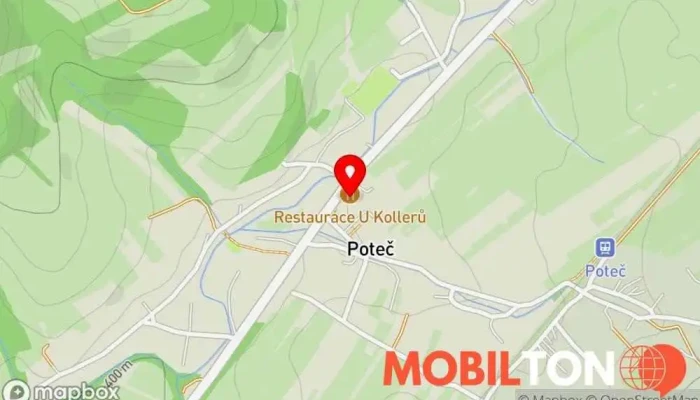 mapa Restaurace U Kollerů Restaurace, Pivní výčep, Cateringové služby, Rozvoz pizzy, Občerstvení pro svatby v Poteč