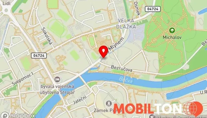 mapa Restaurace U Labutě Restaurace v Za Mlýnem 599/4