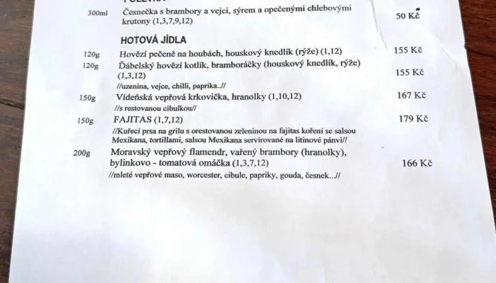 Restaurace U Labute Menu - 17. Listopadu 214
