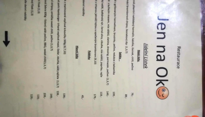 Restaurace U Lva -  Menu - Pražská