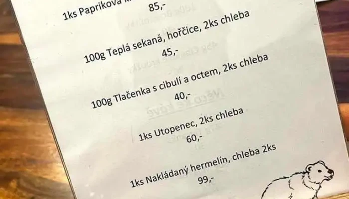 Restaurace U Medveda Menu - Ppor. Příhody 1107