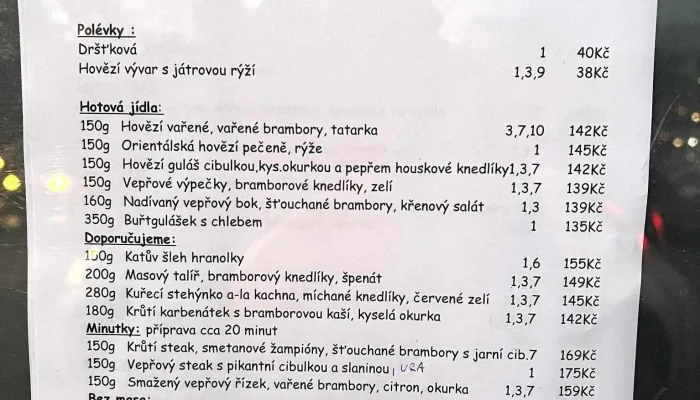 Restaurace U Mestaku Menu - Laurinova 324