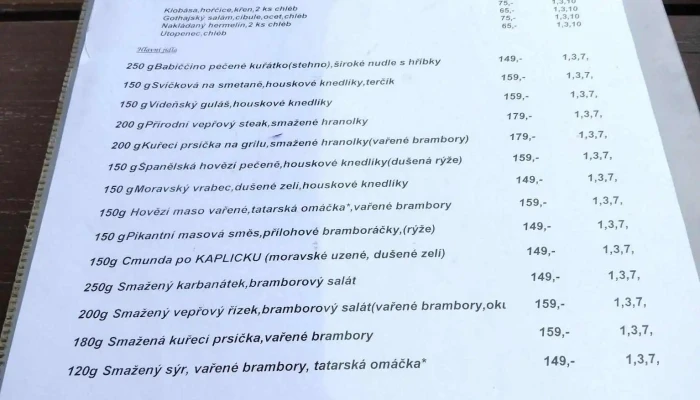 Restaurace U Myslivce -  Menu - Jungmannova 247