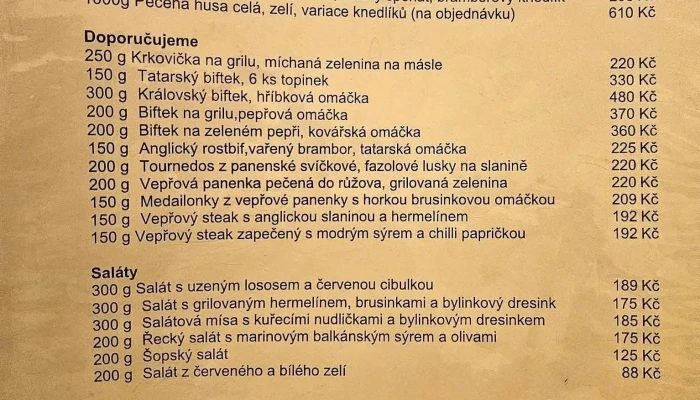 Restaurace U Peceneho Kolena Menu - Praha 4