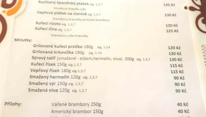 Restaurace U Pilaru Menu - Nám. T. G. Masaryka 111