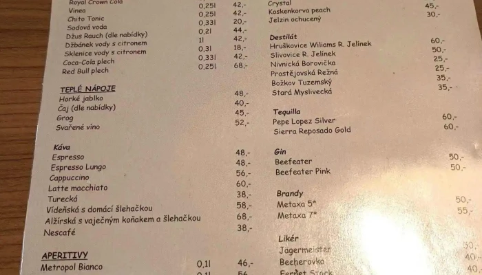 Restaurace U Stanku Menu - Lázně 47