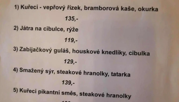 Restaurace U Vaclava Menu - Náměstí 12