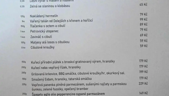 Restaurace U Vorisku Menu - Praha 5