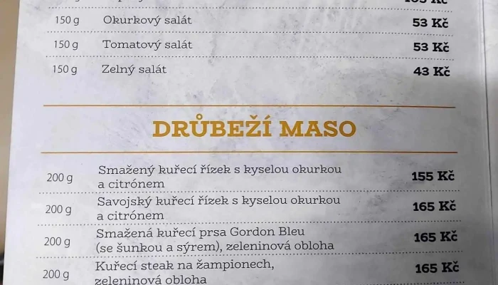 Restaurace U Zlateho Kapra U Rybicek Menu - Wilsonova 581